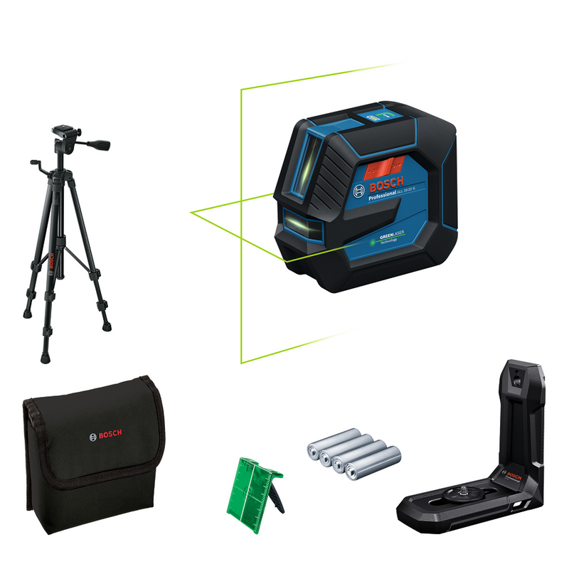 Bosch GLL 20-22 G Krysslaser Grön Inkl Stativ