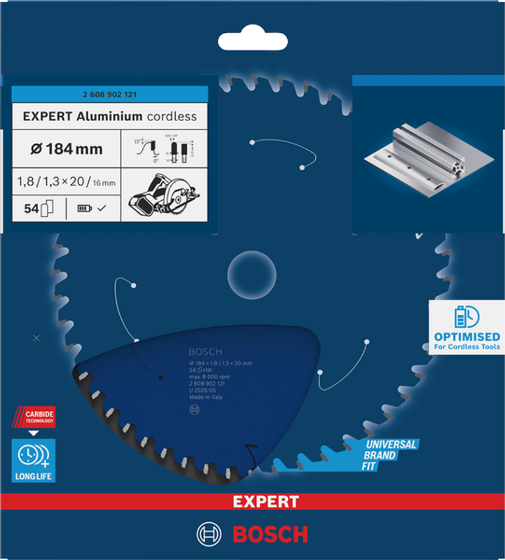 Bosch EXPERT Aluminium Cirkelsågklinga 184x1,8/1,3x20mm 54T