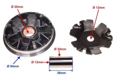 Variatorkoppling Racing 12mm 2T Peugeot
