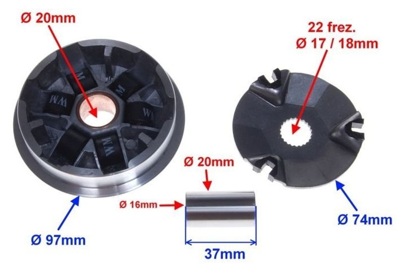 Variatorkoppling Racing 16mm TGB