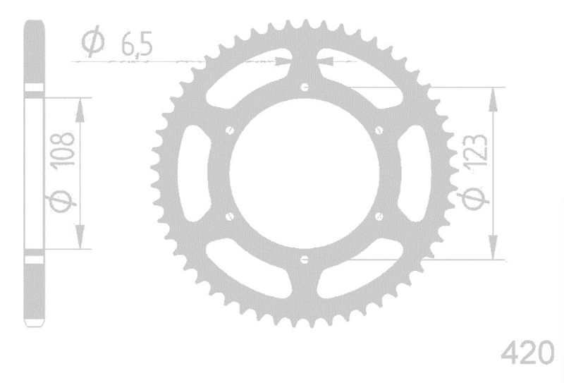 Bakdrev 59K 420/108mm Derbi/Aprilia/MH/Rieju/Yamaha