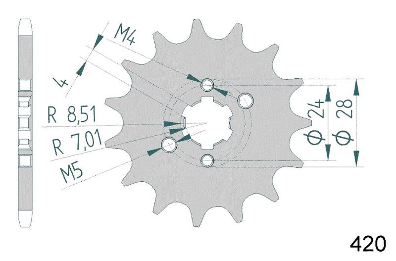 Framdrev 15K 420 Piaggio/Derbi Motor