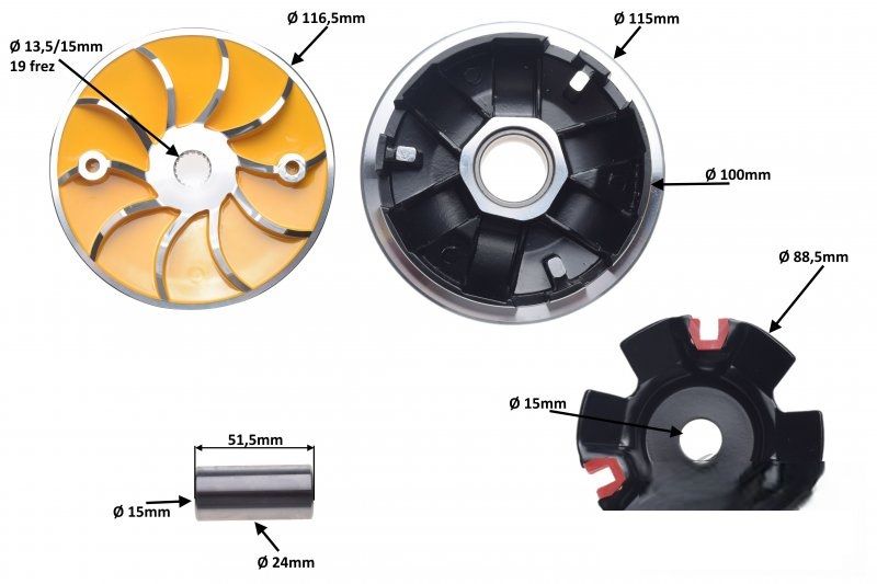 Variatorkoppling Racing 15mm 125/150cc 4T