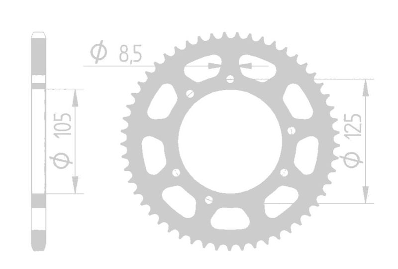 Bakdrev 62K 420/105mm Derbi/Aprilia/MH/Rieju/Yamaha