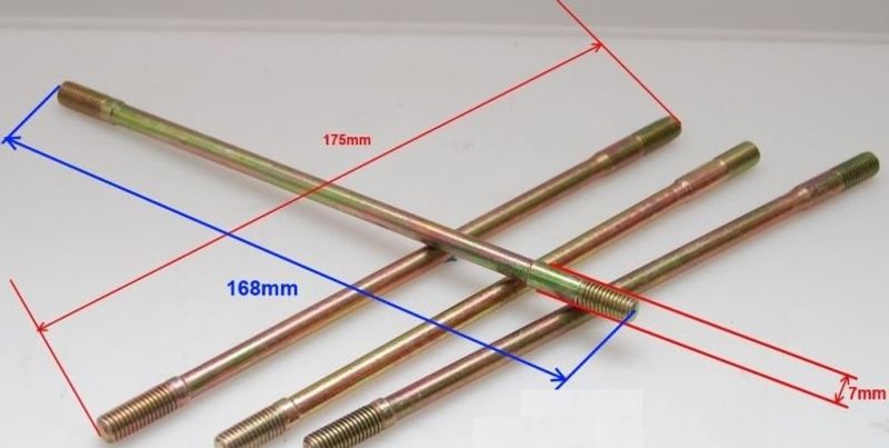 Pinnbultsats GY6 4T M7x168/175