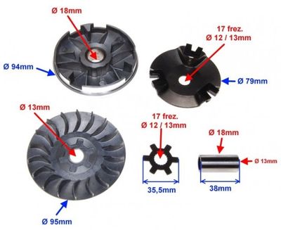 Variatorkoppling 13mm 2T Yamaha/Viarelli/Adly