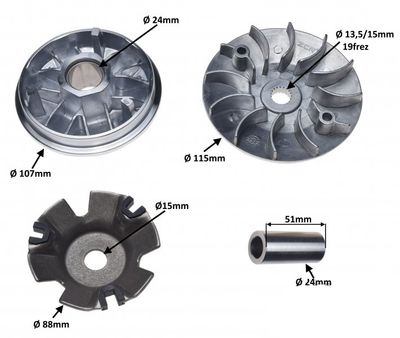 Variatorkoppling 15mm 125/150cc 4T