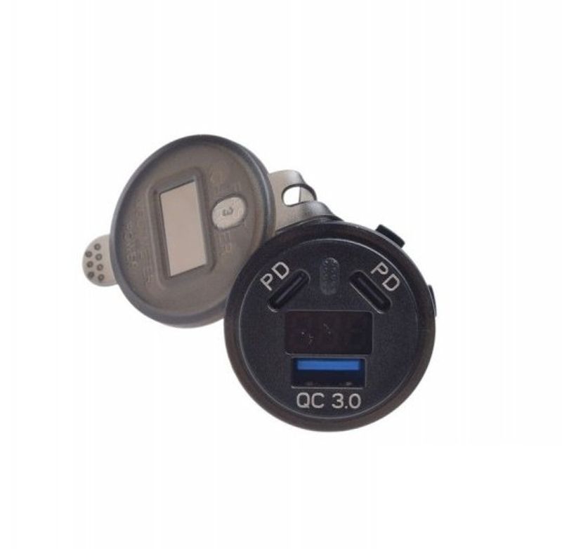 USB Uttag QC 3.0+2st USB-C