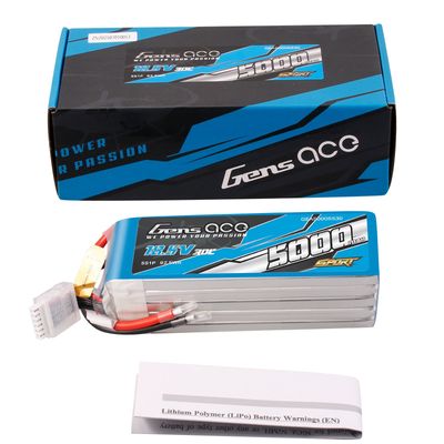 Gens ace 5000mAh 5S 30C 18,5V LiPo-batteri – utan kontakt – Sport (F3A)
