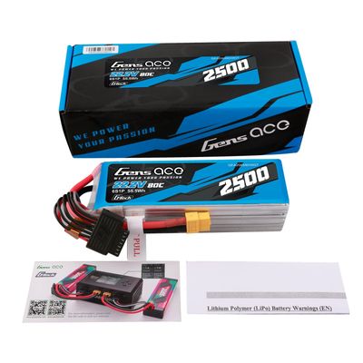 Gens ace 2500mAh 6S 80C 22,2V LiPo-batteri – XT60 kontakt – Heli