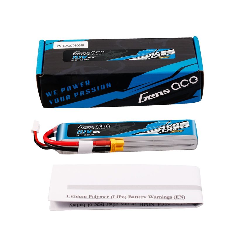 Gens ace 750mAh 3S 80C 11,1V LiPo-batteri – XT30 kontakt – Sport (F5J)