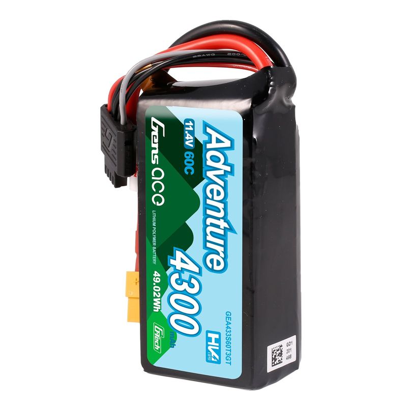 Gens ace 4300mAh 3S 60C 11,4V(HV) LiPo-batteri – XT60 / 1To3 kontakt – Adventure