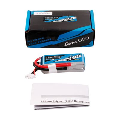 Gens ace 550mAh 3S 80C 11,1V LiPo-batteri – utan kontakt – Sport (F5J)