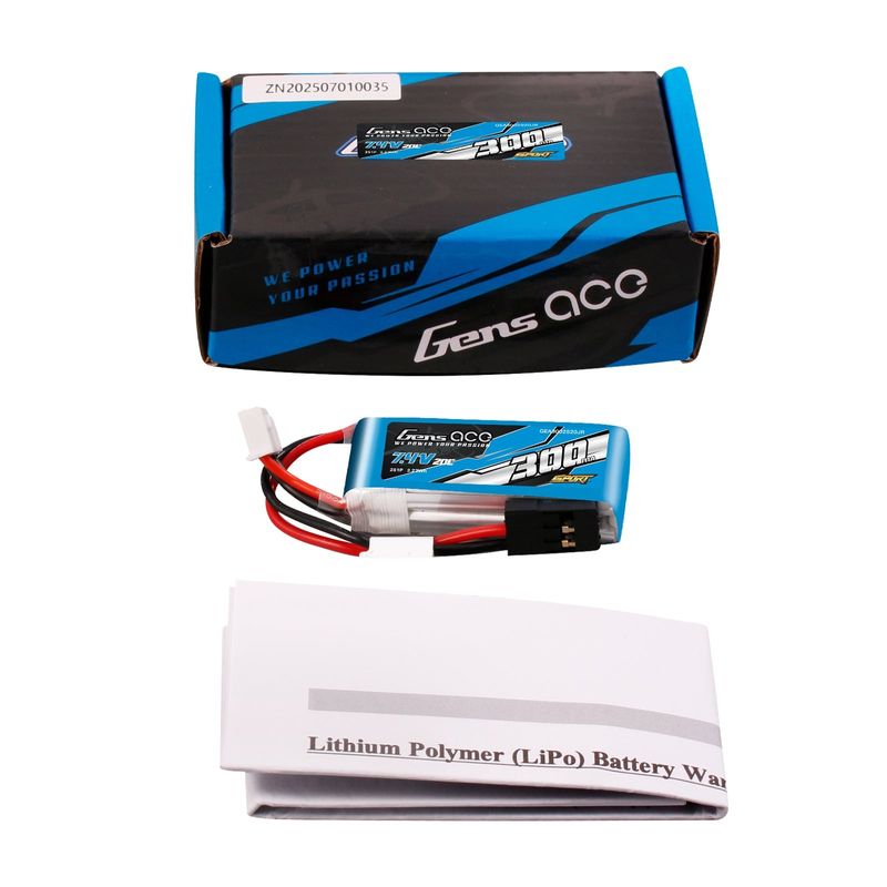 Gens ace 300mAh 2S 20C 7,4V LiPo-batteri – JR kontakt – Sport (F3K)