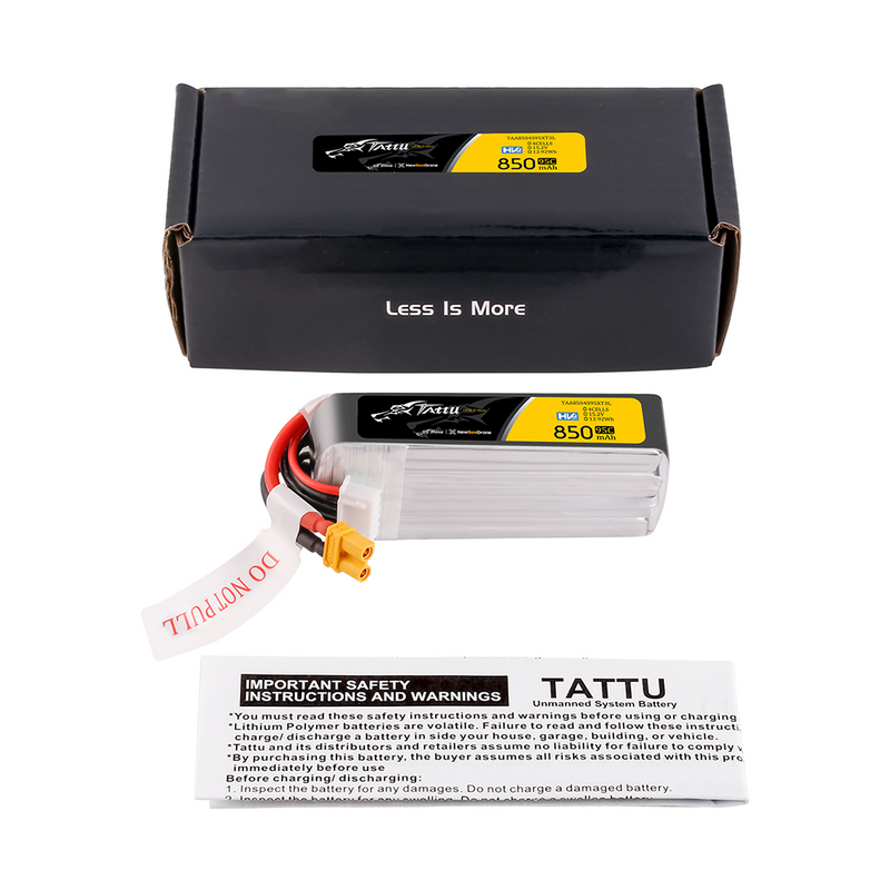 Tattu 850mAh 4S 95C 15,2V(HV) Long LiPo-batteri – XT30U-F kontakt – FPV Classic