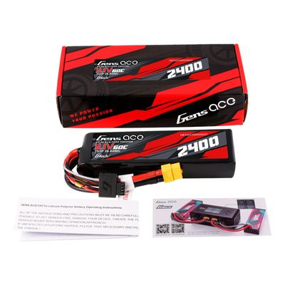 Gens ace 2400mAh 3S 60C 11,1V LiPo-batteri – XT60 kontakt – Car Classic