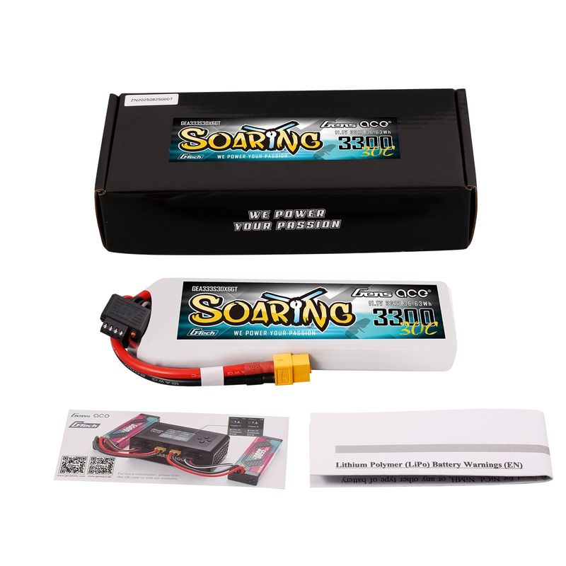 Gens ace Soaring 3300mAh 3S 11,1V 30C LiPo-batteri med XT60 – produktbild 5