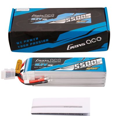 Gens ace 5500mAh 5S 30C 18,5V LiPo-batteri – utan kontakt – Sport (F3A)