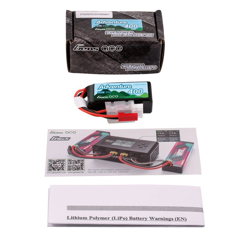 Gens ace 400mAh 3S 35C 11,1V LiPo-batteri – JST-RCY kontakt – Adventure