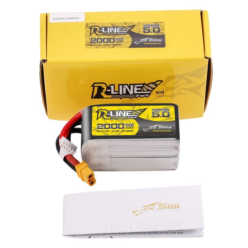 Tattu 2000mAh 4S 150C 14,8V LiPo-batteri – XT60 kontakt – R-Line 5,0