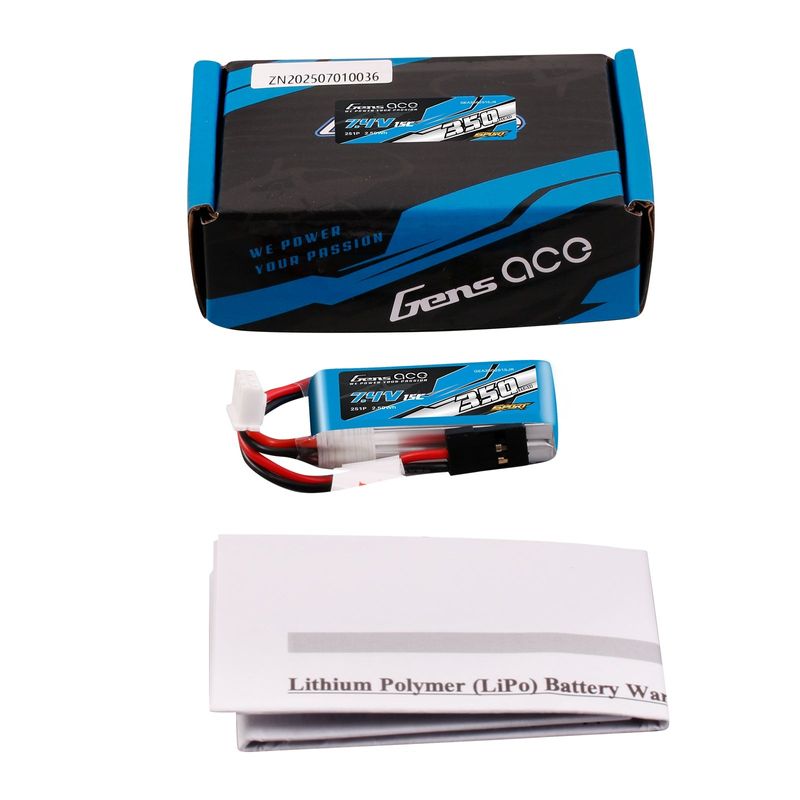 Gens ace 350mAh 2S 15C 7,4V LiPo-batteri – JR kontakt – Sport (F3K)