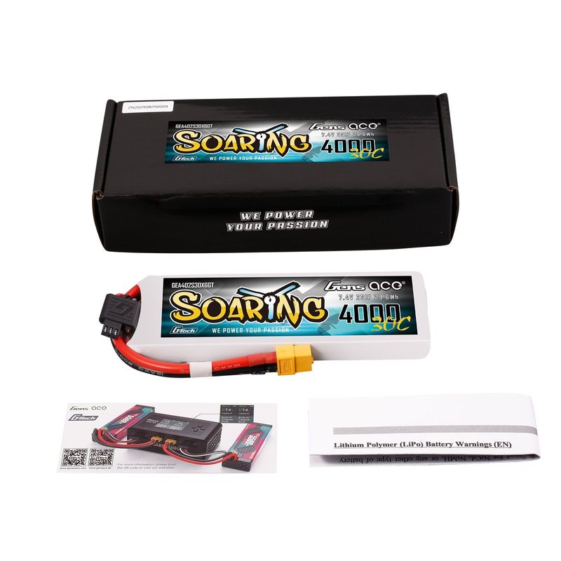 Gens ace Soaring 4000mAh 2S 7,4V 30C LiPo-batteri med XT60 – produktbild 5