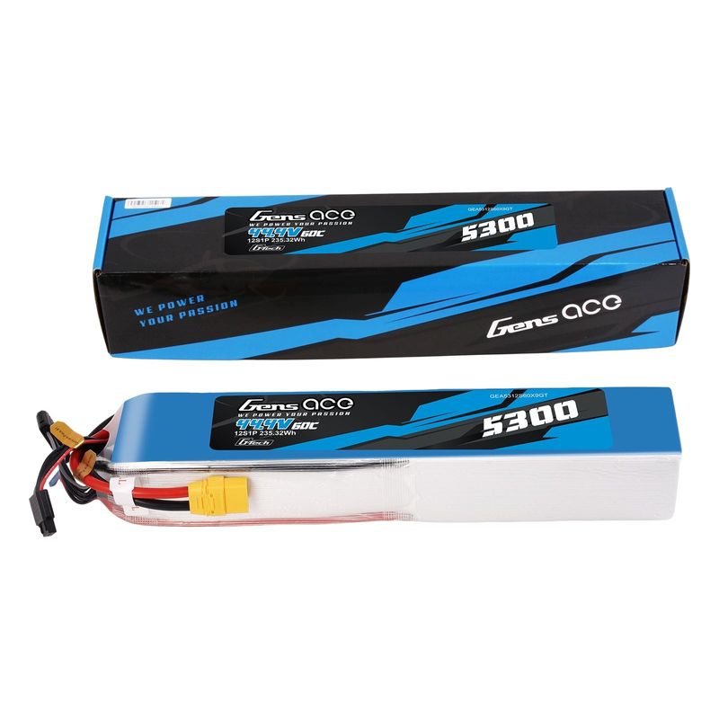 Gens ace 5300mAh 12S 60C 44,4V LiPo-batteri – XT90 kontakt – Heli