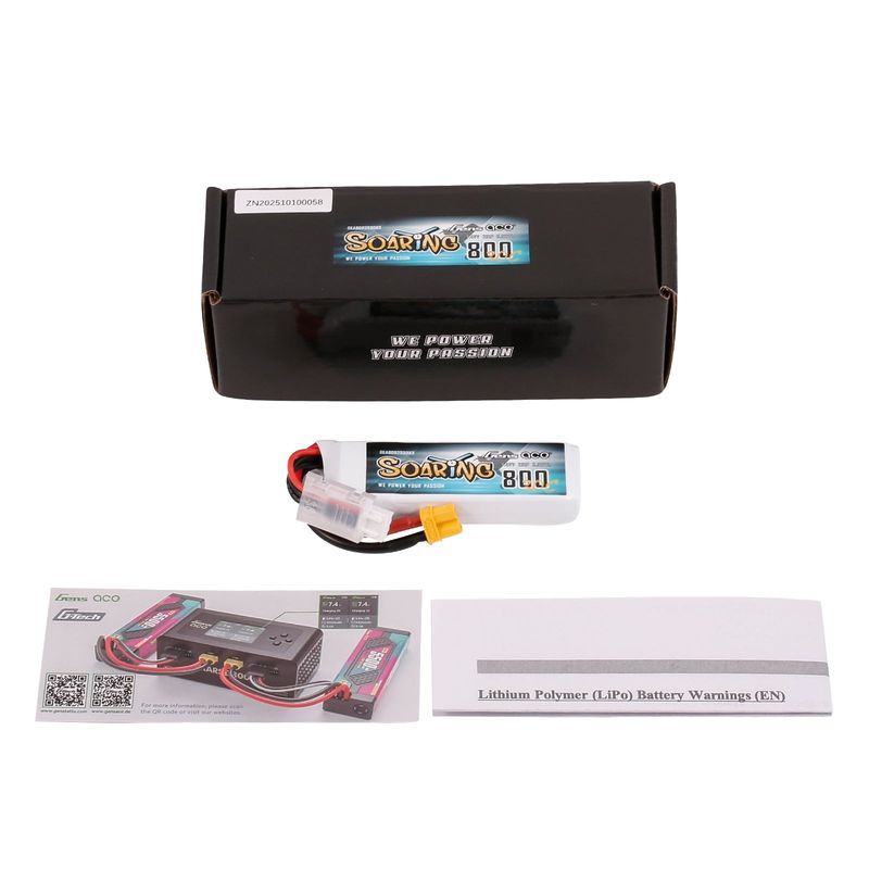 Gens ace Soaring 800mAh 2S 7,4V 30C LiPo-batteri med XT30 – produktbild 5