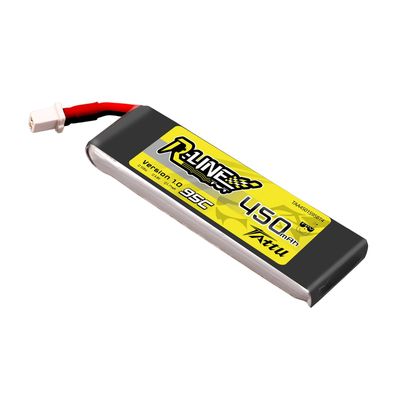Tattu 450mAh 1S 95C 3,8V(HV) LiPo-batteri – BT 2,0 kontakt – R-Line 1,0 (4st)