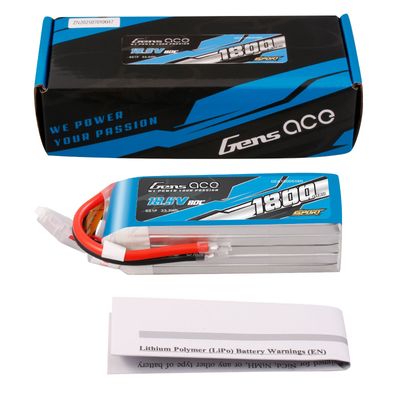 Gens ace 1800mAh 5S 80C 18,5V LiPo-batteri – utan kontakt – Sport (F5B)
