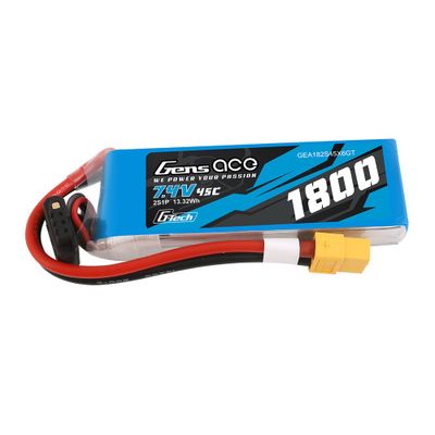 Gens ace 1800mAh 2S 45C 7,4V LiPo-batteri – XT60 kontakt – Ace Classic