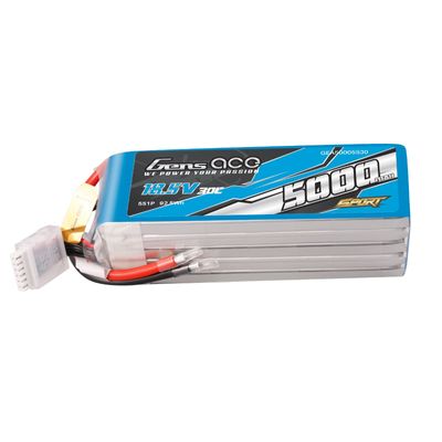 Gens ace 5000mAh 5S 30C 18,5V LiPo-batteri – utan kontakt – Sport (F3A)