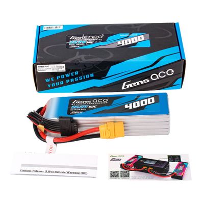 Gens ace 4000mAh 6S 60C 22,2V LiPo-batteri – XT90 kontakt – Heli