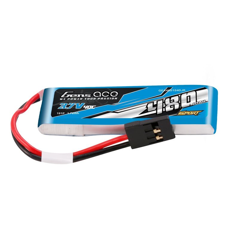 Gens ace 480mAh 1S 40C 3,7V LiPo-batteri – JR kontakt – Sport (F3K)