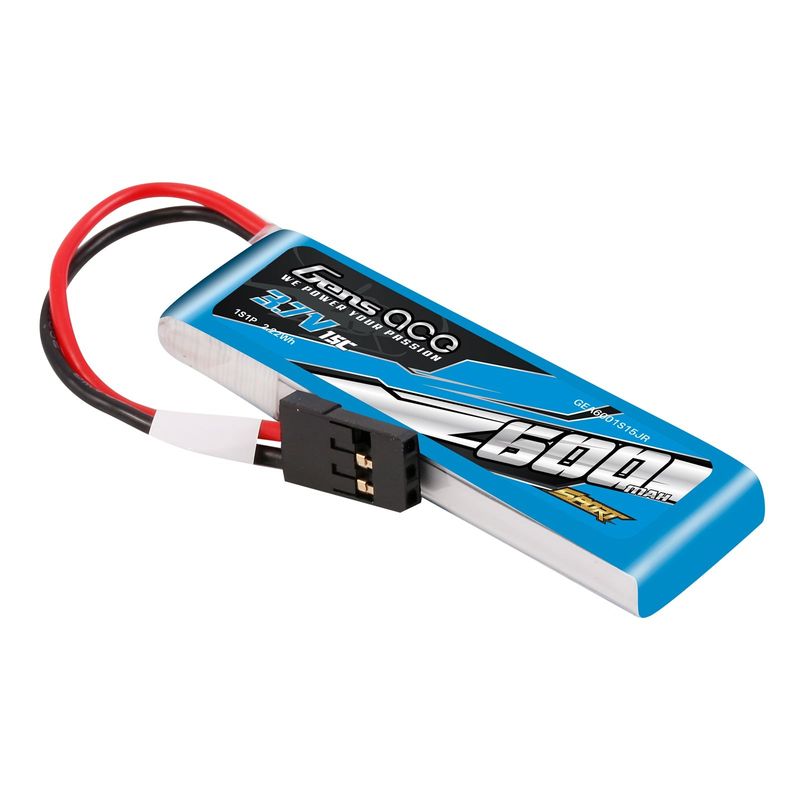 Gens ace 600mAh 1S 15C 3,7V LiPo-batteri – JR kontakt – Sport (F3K)