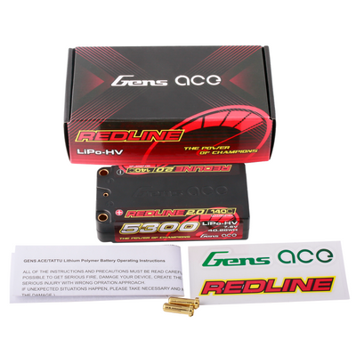 Gens ace 5300mAh 2S 140C 7,6V(HV) Shorty LiPo-batteri – 5,0mm bullet – Redline