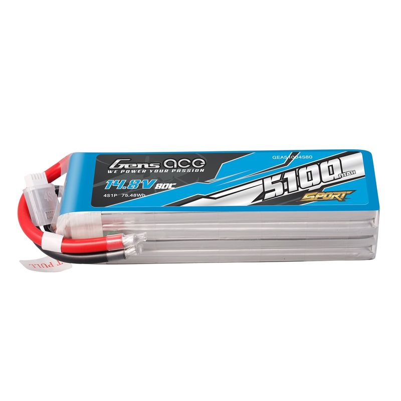 Gens ace 5100mAh 4S 80C 14,8V LiPo-batteri – utan kontakt – Sport (F5B)