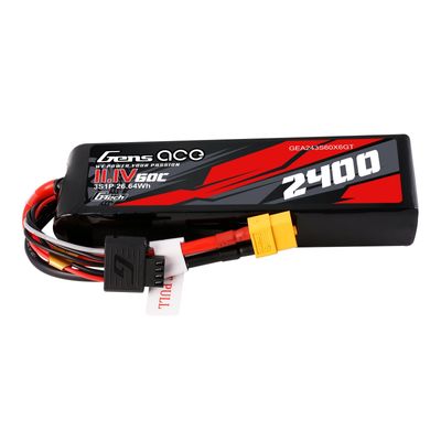 Gens ace 2400mAh 3S 60C 11,1V LiPo-batteri – XT60 kontakt – Car Classic
