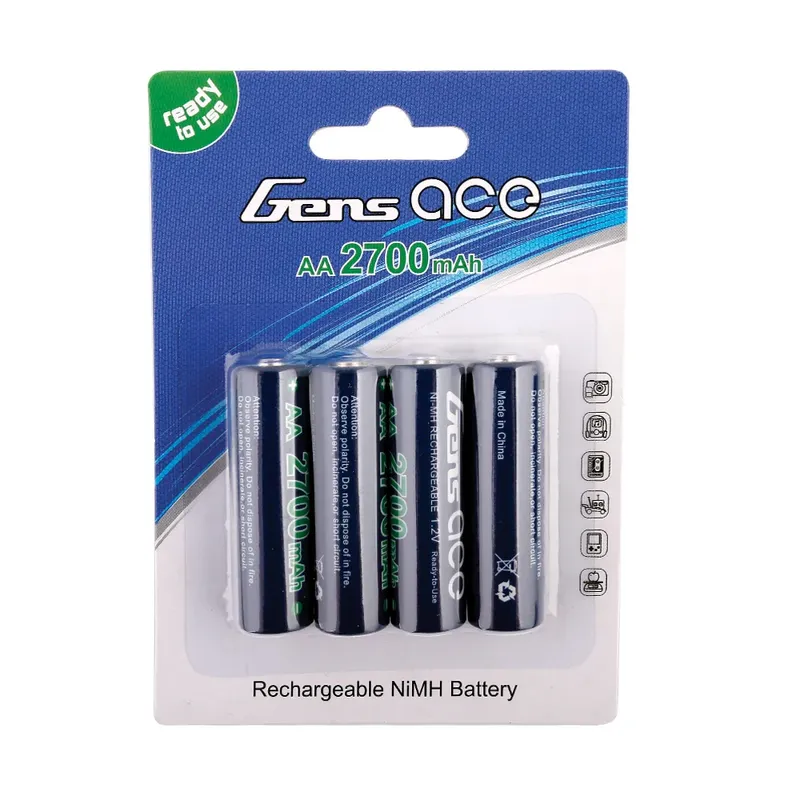 Gens ace AA NiMH 2700mAh 1,2V – Uppladdningsbara batterier 4-pack
