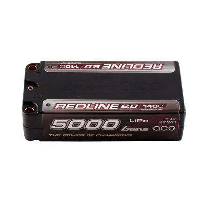 Gens ace 5000mAh 2S 140C 7,4V Shorty LiPo-batteri – 5,0mm bullet – Redline