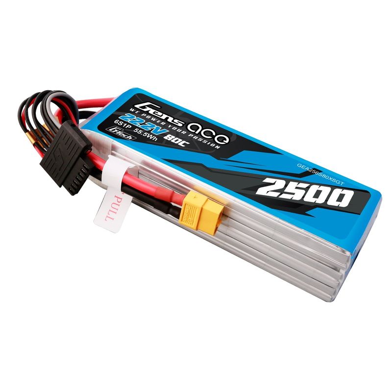 Gens ace 2500mAh 6S 80C 22,2V LiPo-batteri – XT60 kontakt – Heli