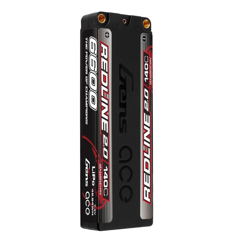 Gens ace 6600mAh 2S 140C 7,4V LiPo-batteri – 5,0mm bullet – Redline