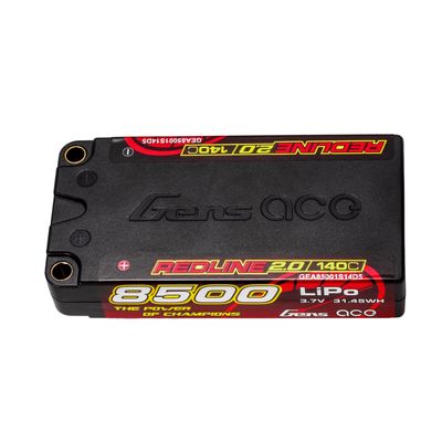 Gens ace 8500mAh 1S 140C 3,7V Shorty LiPo-batteri – 5,0mm bullet – Redline