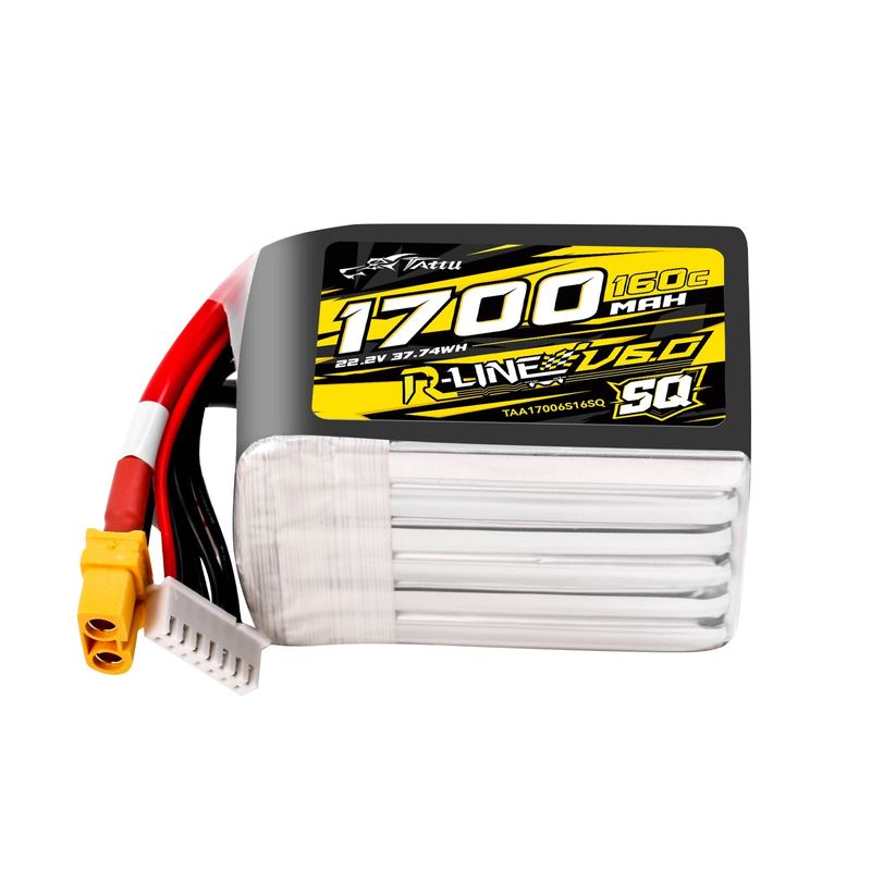 Tattu 1700mAh 6S 160C 22,2V SQ LiPo-batteri – XT60 kontakt – R-Line 6,0