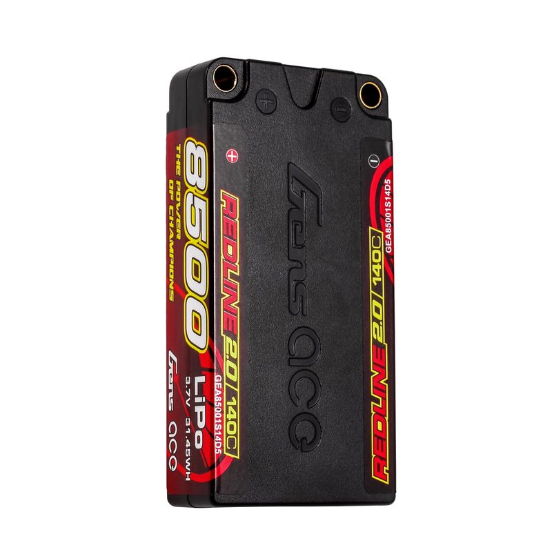 Gens ace 8500mAh 1S 140C 3,7V Shorty LiPo-batteri – 5,0mm bullet – Redline