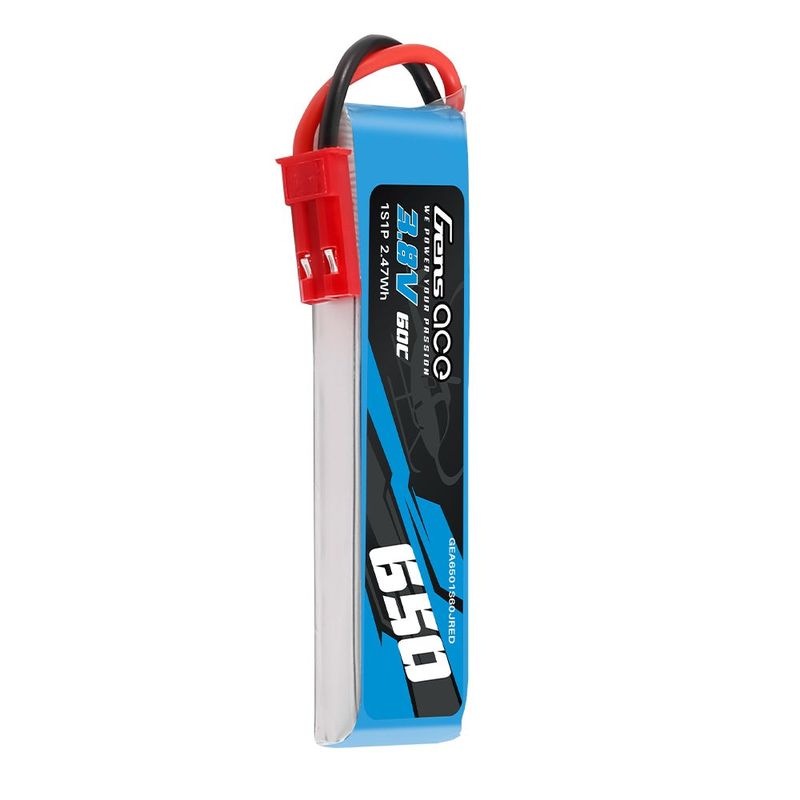 Gens ace 650mAh 1S 60C 3,8V(HV) LiPo-batteri – JST-SYP kontakt – Ace Classic