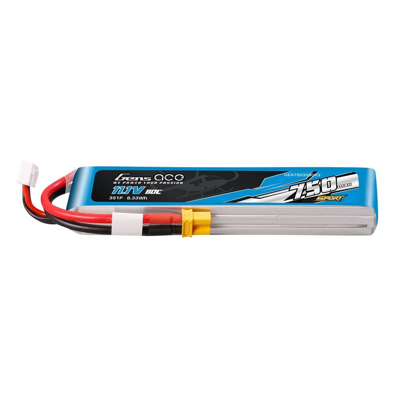 Gens ace 750mAh 3S 80C 11,1V LiPo-batteri – XT30 kontakt – Sport (F5J)