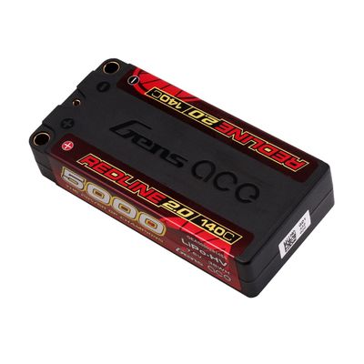 Gens ace 5000mAh 2S 140C 7,6V(HV) Shorty LiPo-batteri – 5,0mm bullet – Redline