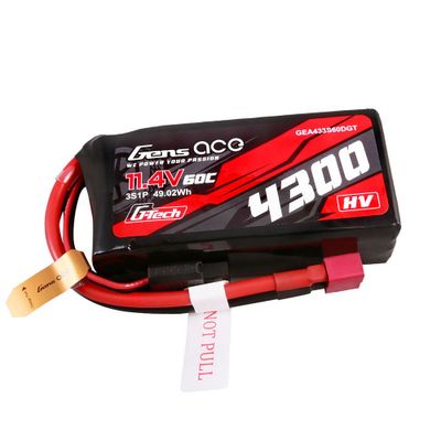Gens ace 4300mAh 3S 60C 11,4V(HV) LiPo-batteri – Deans kontakt – Car Classic