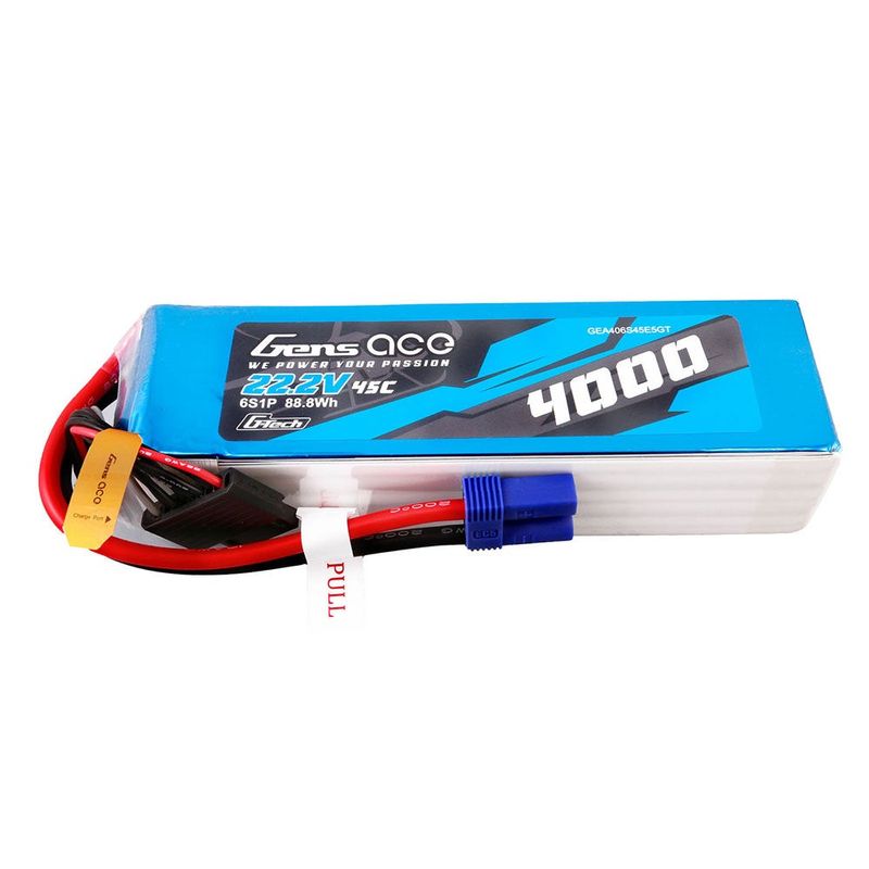 Gens ace 4000mAh 6S 45C 22,2V LiPo-batteri – EC5 kontakt – Heli
